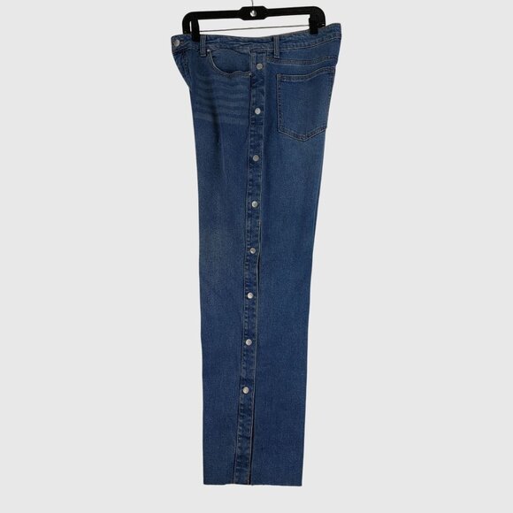 Rachel Roy High-Rise Wide-Leg Denim Jeans With Snap Button Side Closures Sz 32 - Picture 4 of 11